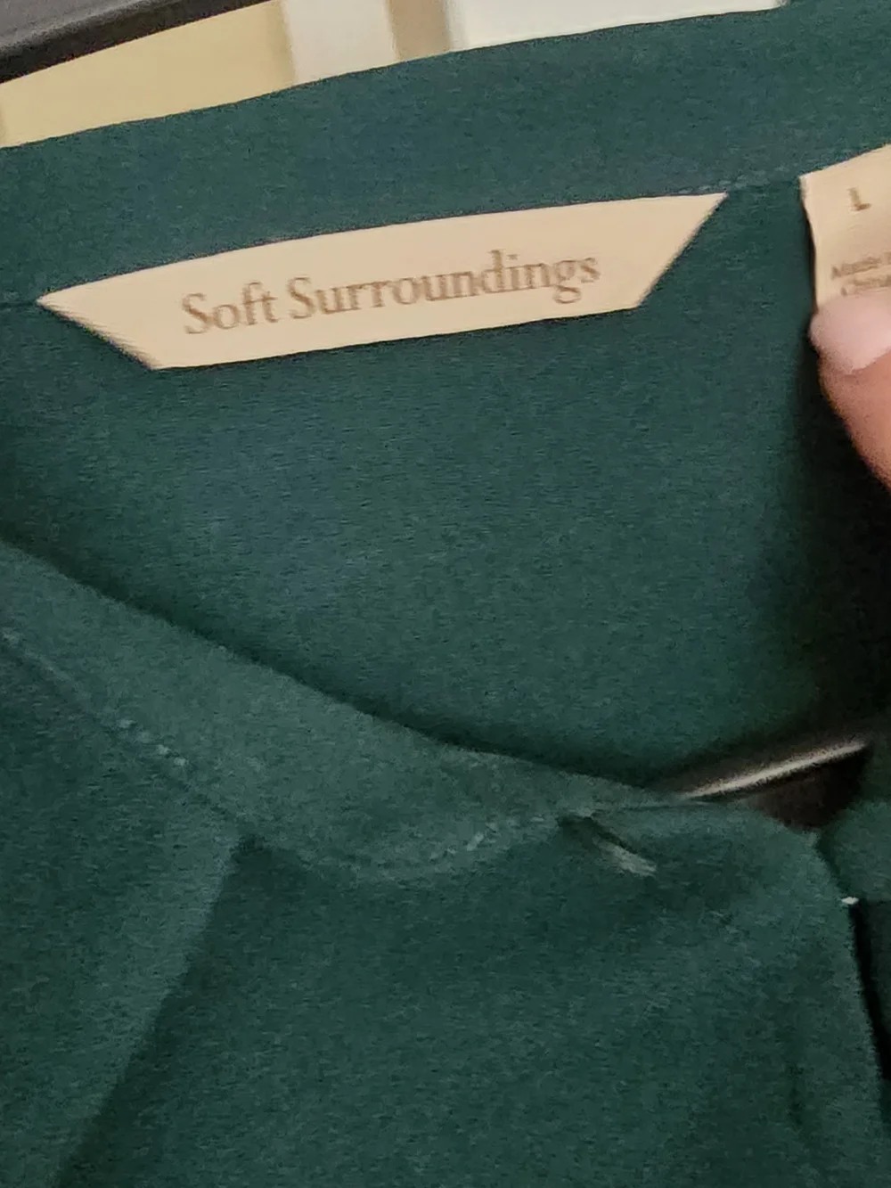 Soft Surroundings Deep Green Collared Blouse